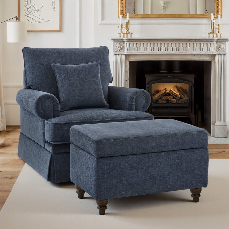 Banc de rangement avec repose-pieds Mercury, Bleu très foncé