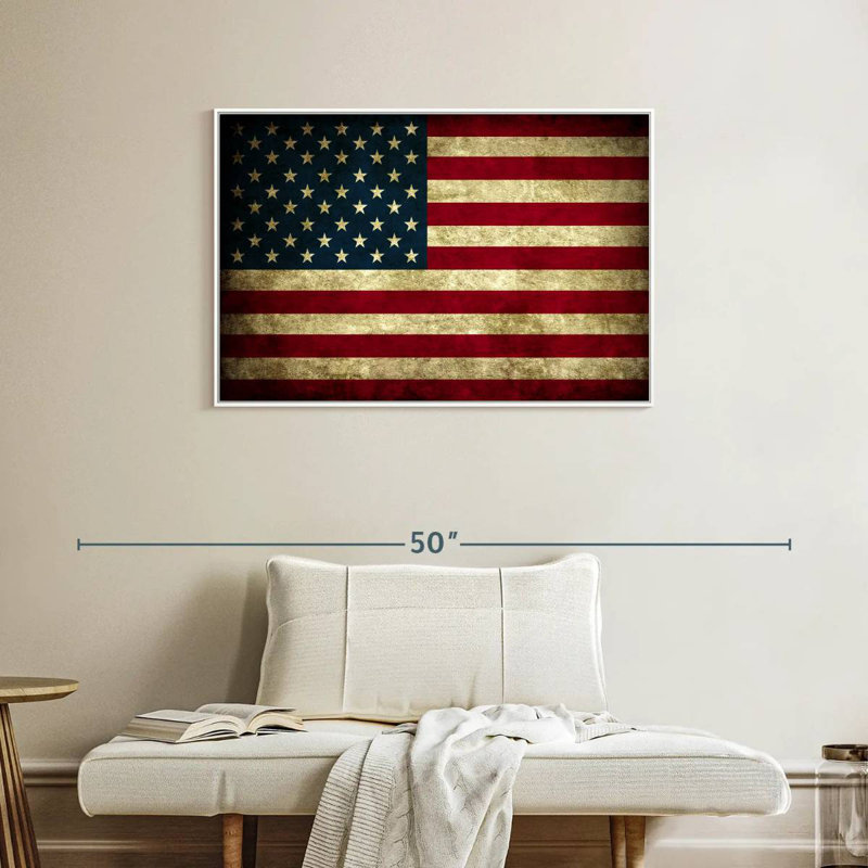 Drapeau rétro des États-Unis, Cadre flottant blanc, 37 po x 25 po