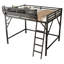 Lit mezzanine double avec échelle, lit mezzanine double en métal avec tablettes de rangement, lit mezzanine pour enfants, noir