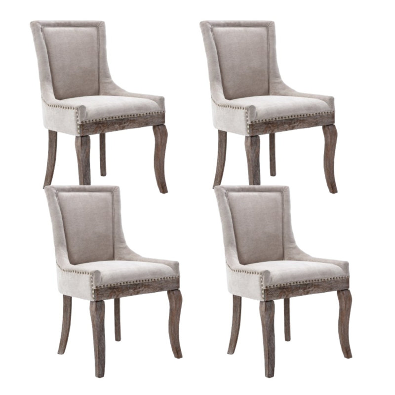 52cm H Tufted Upholstered Side Chair, Beige, 4