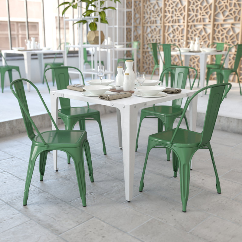 Commercial GradeMetal Indoor-Outdoor Stackable Chair, Green
