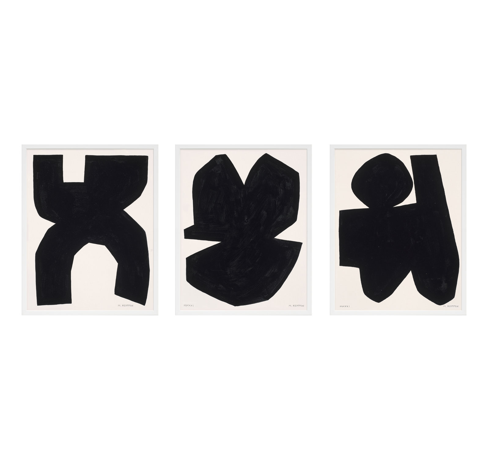 Shauna "Module on White" 3-Piece Painting Set, 25" H x 20" W x 1.25" D, White