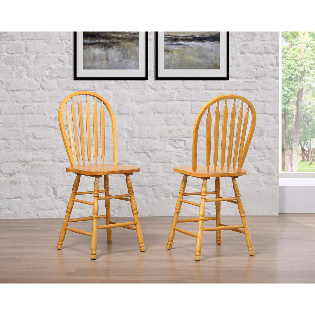 Mattes Solid Wood 24'' Counter Stool (Set of 2) Lark Manor™ 