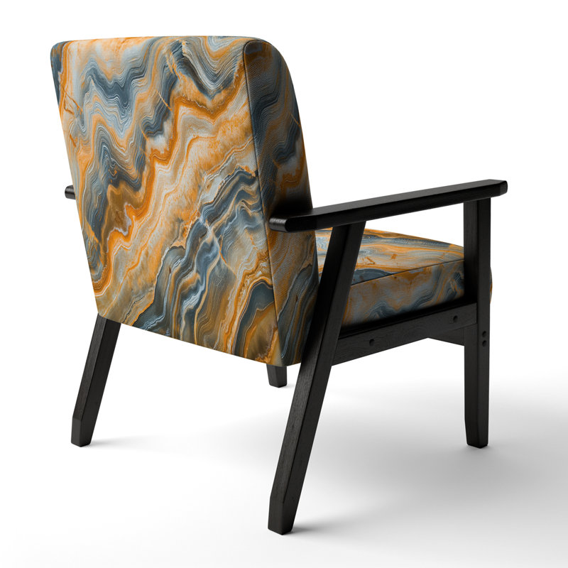 Fauteuil rembourré Mid-Century, Mélange de polyester orange / brun