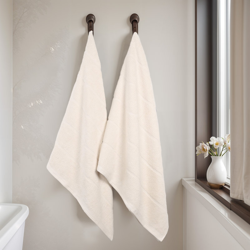 Ensemble de draps de bain en mélange de coton Milo Smart Twist, Ivoire ivoire, Draps de bain - paquet de 2