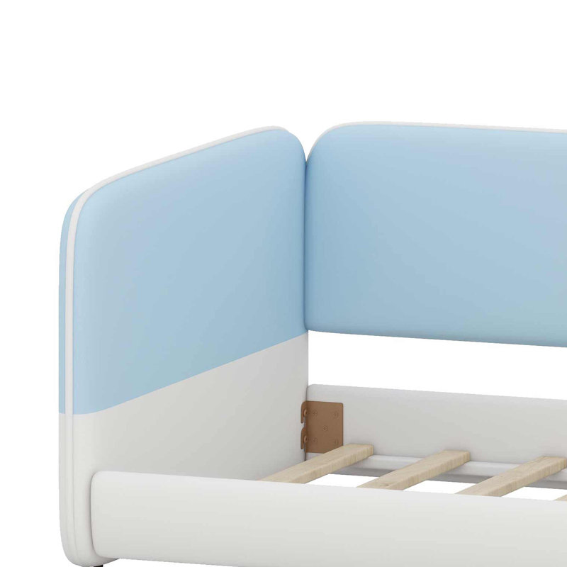 Structure de lit à profil bas avec tête de lit et conception sécuritaire, Blue