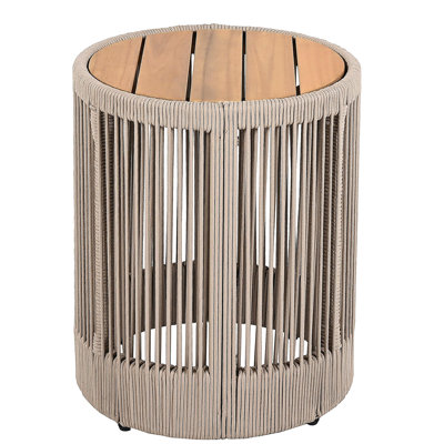 Table d'appoint pour l'extérieur en corde de rotin et en bois d'acacia