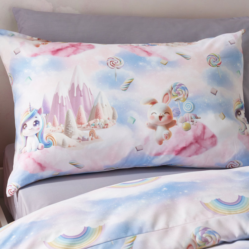 Candy Unicorn So Soft Reversible Duvet Cover Set, Double Bedspread + 2 Standard Pillowcases