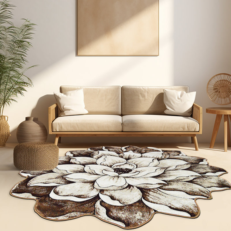 Tapis botanique à motif floral rose Burbach, Nouveauté 2 pi 7 po