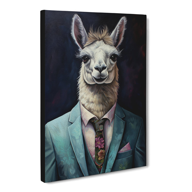 Llama in a Suit Painting No.4 - Wrapped Canvas, 50cm H x 35cm W x 3cm D