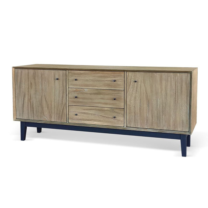 Console de buffet Claire, 3 tiroirs et 2 armoires, bois de mindi noir blé