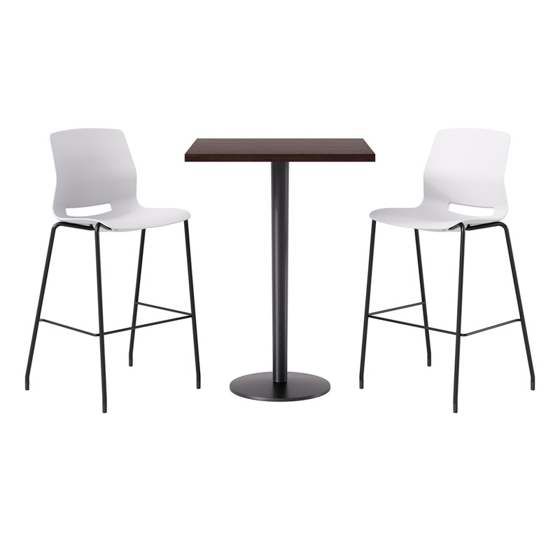 2 - Person Bar Height Dining Set, Espresso, White/Black