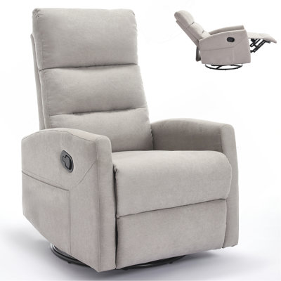 Manual Recliner Chair With Rocker And Swivel In Fabric For Living Room