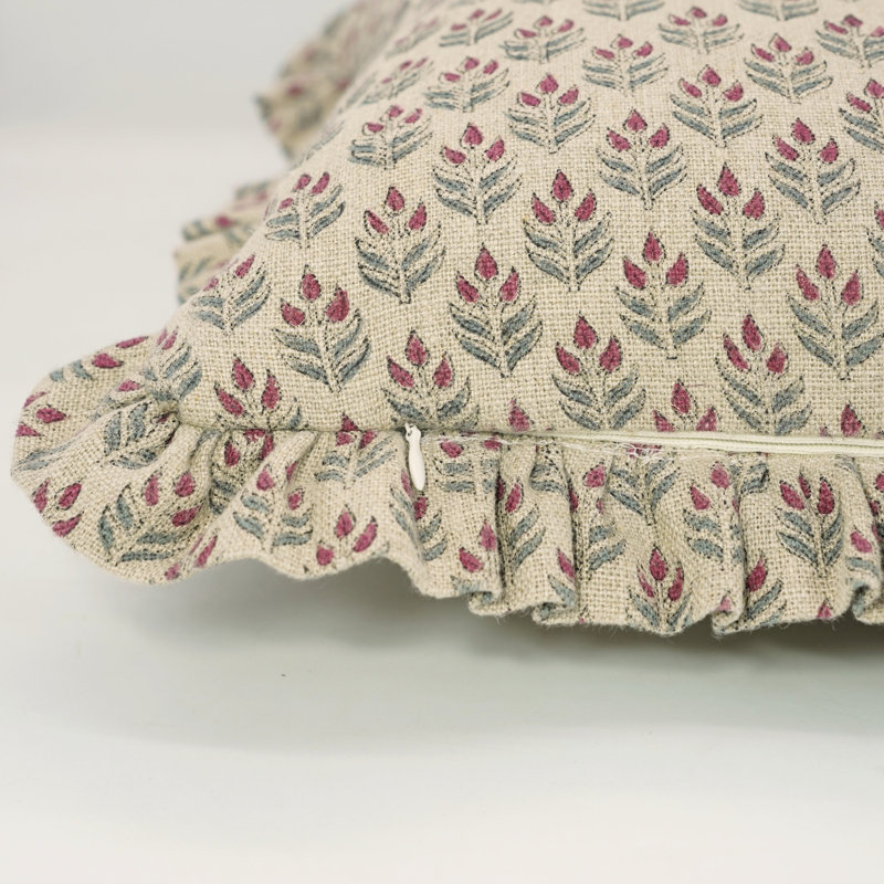 Housse de coussin en lin Fabdivine Alia 20 x 20 po - Coussin lombaire Boho Farmhouse, H 20 po x l 20 po, Carré