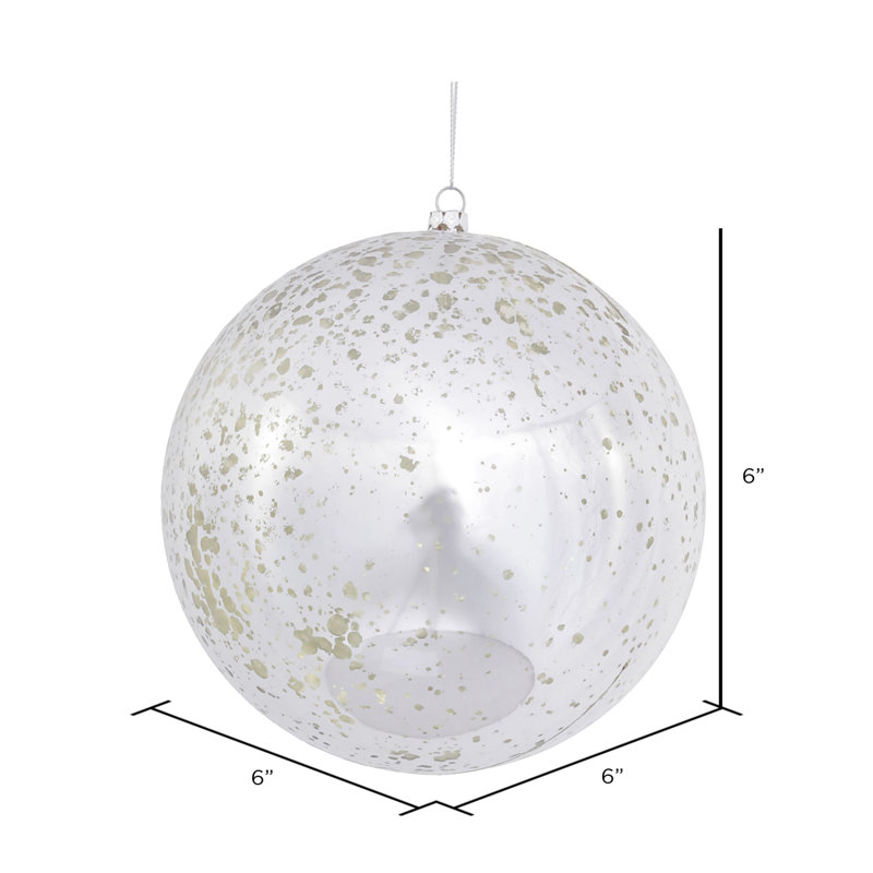Ornement boule de mercure brillant, H 6 po x l 6 po x P 6 po, Argent