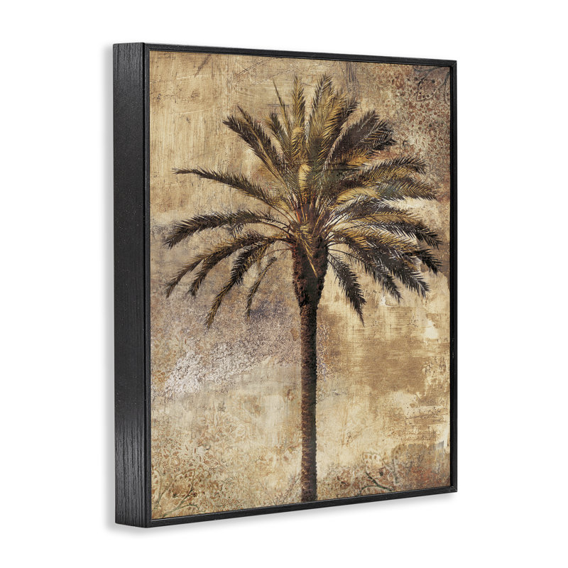  Distressed Palm Tree Framed Giclee Art by Dan Sproul, 14" H x 11" W, Midnight Black Framed Giclee