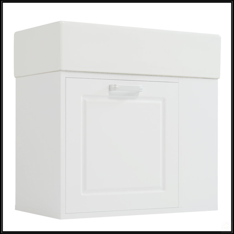 Meuble-lavabo flottant mural de 21,8 po avec lavabo, tiroir et tablette réglable, système de fermeture en douceur, Blanc
