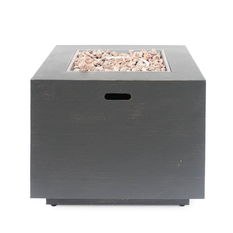 33" Outdoor Propane Fire Pit With 50,000 , Square, Tank Inside, Brushed Brown, Powder-Coated Iron, Easy Assembly Square Pit, 33", Iron Construction, No Required