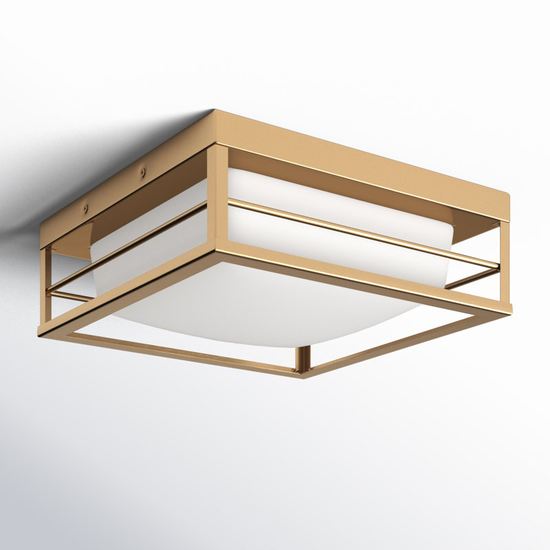 Krista Glass LED Flush Mount, 3.75" H x 10" W x 10" D, Satin Brass