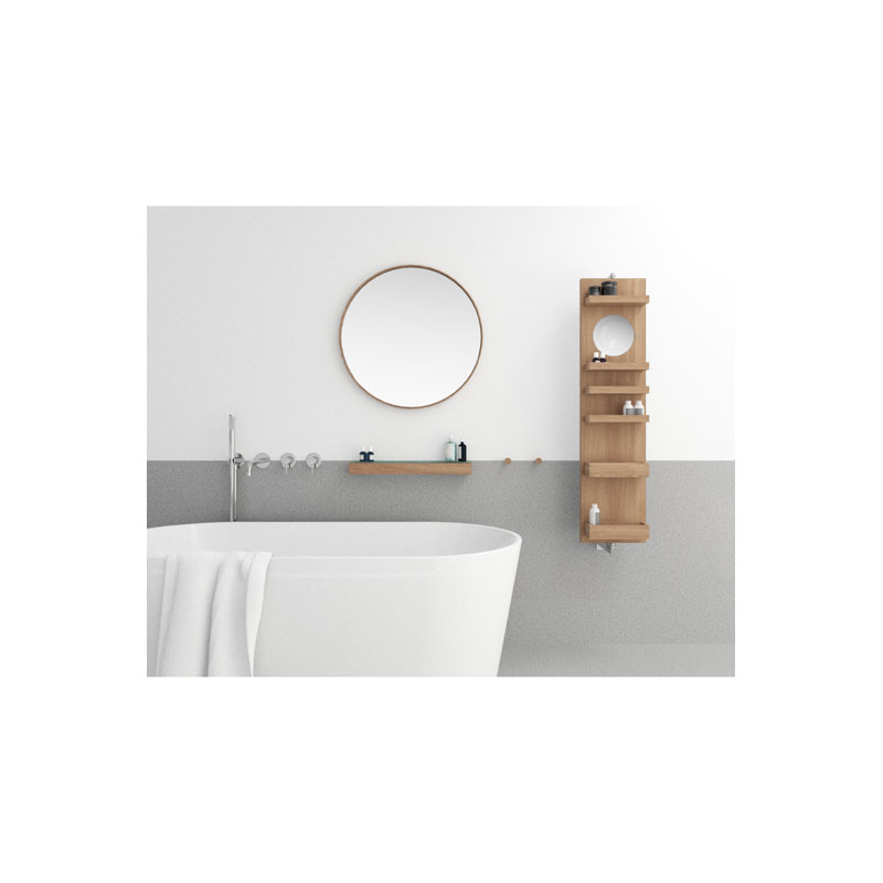 Cosmos Solid Wood Wall Bathroom Shelves, Natural Oak