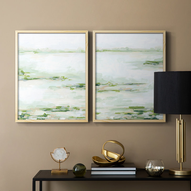 «Verdant Marsh I», reproduction encadrée de qualité supérieure - prête à être accrochée - aucun clou requis - aucun clou requis