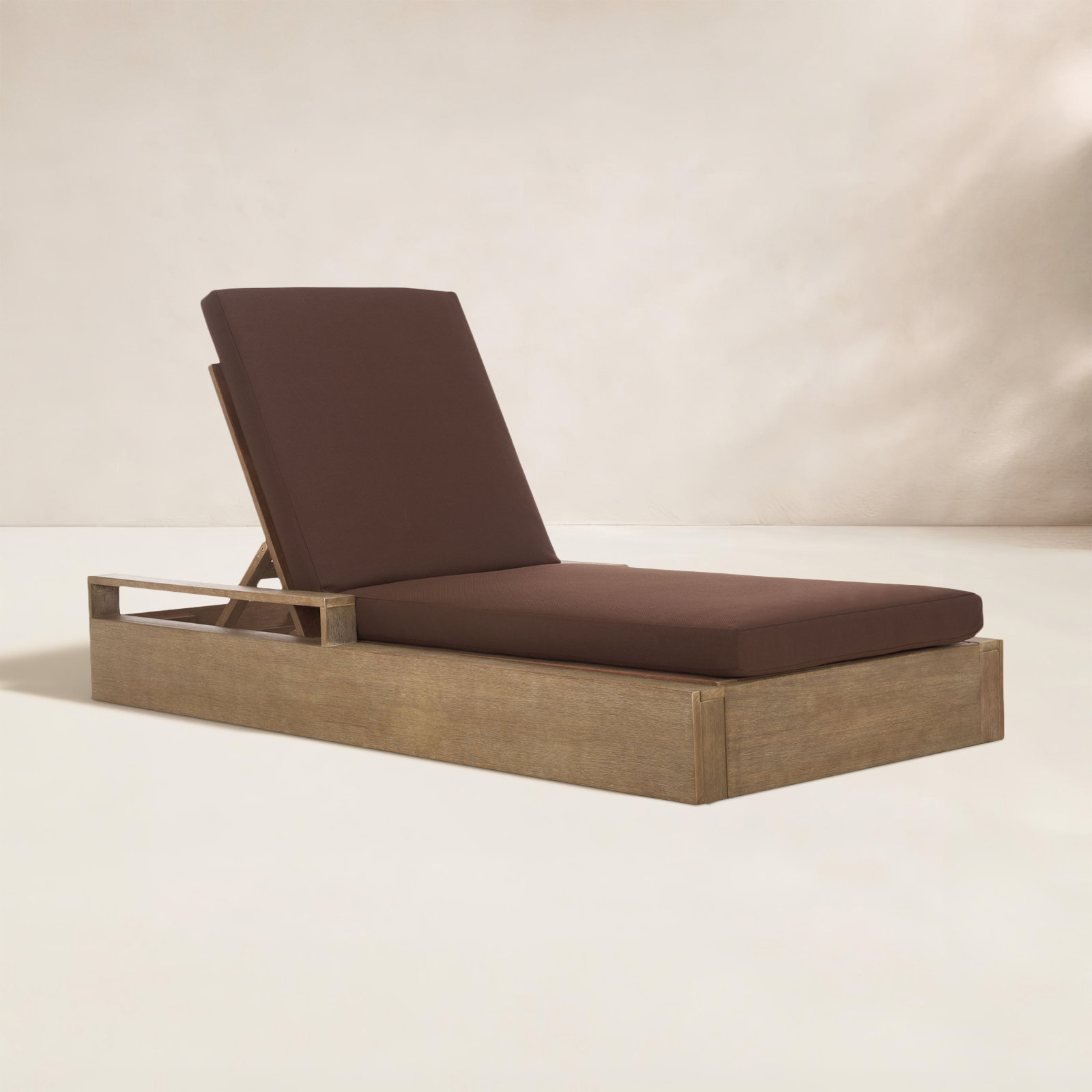 Azul 78" Eucalyptus Patio Chaise Lounge, Dark Brown