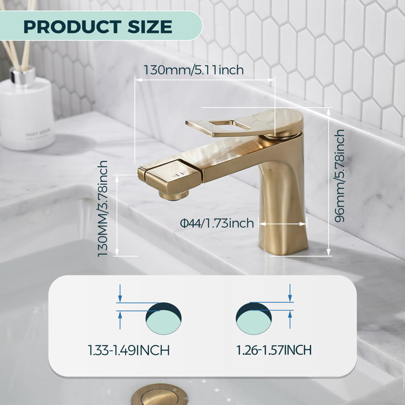 Single-Hole Single-handle Bathroom Faucet, Gold