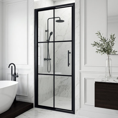 Astoria 32" W x 76" H Pivot Framed Shower Door with 5/16" Grid Clear Glass