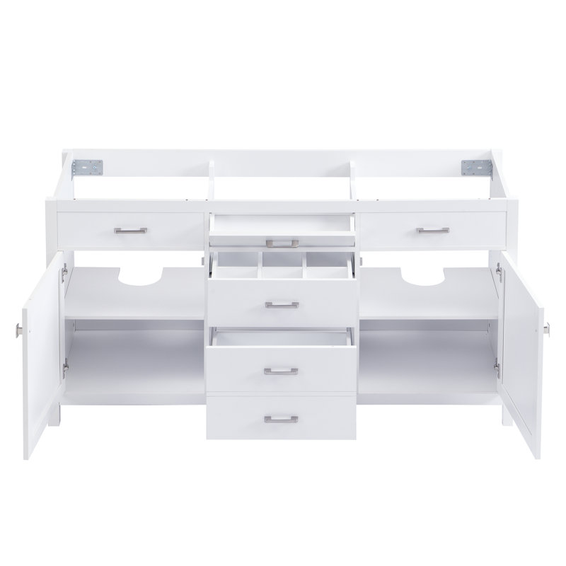 Meuble-lavabo moderne Kensington de 58,70 po avec 3 tiroirs, 2 portes d'armoire, une tablette ajustable et des ferrures à fermeture amortie (lavabo non inclus)