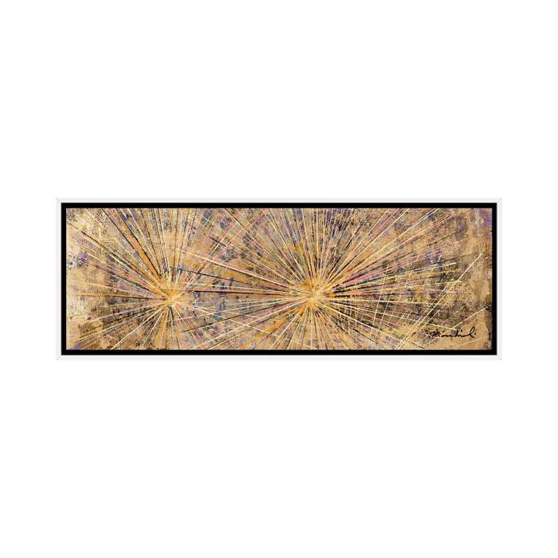 Silver Cholla - Panoramic Painting on Canvas, White Framed, 30.48 cm H x 91.44 cm W