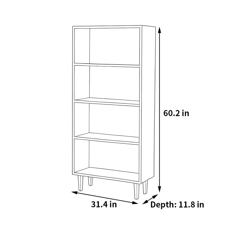 Leithgow, (4 Shelves) 60.2"H x 31.4"W x 11.8"D