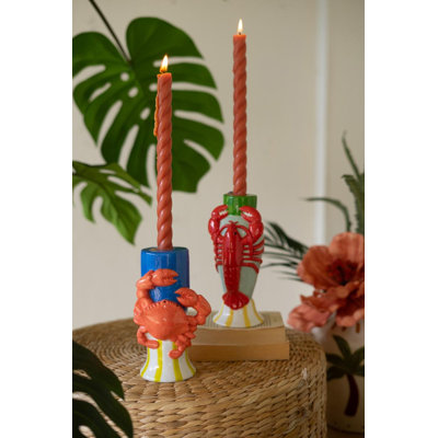 ENSEMBLE DE DEUX PORTE-BOUGIE EN CÉRAMIQUE