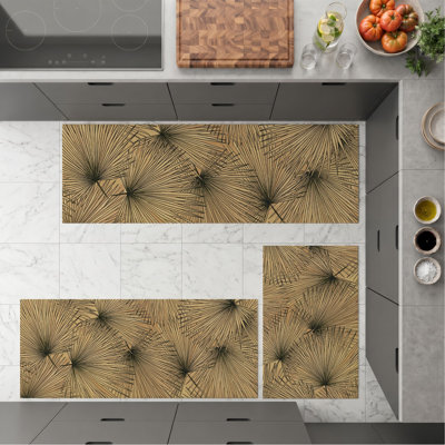 Palm Frond Non-Slip Washable Kitchen Mats