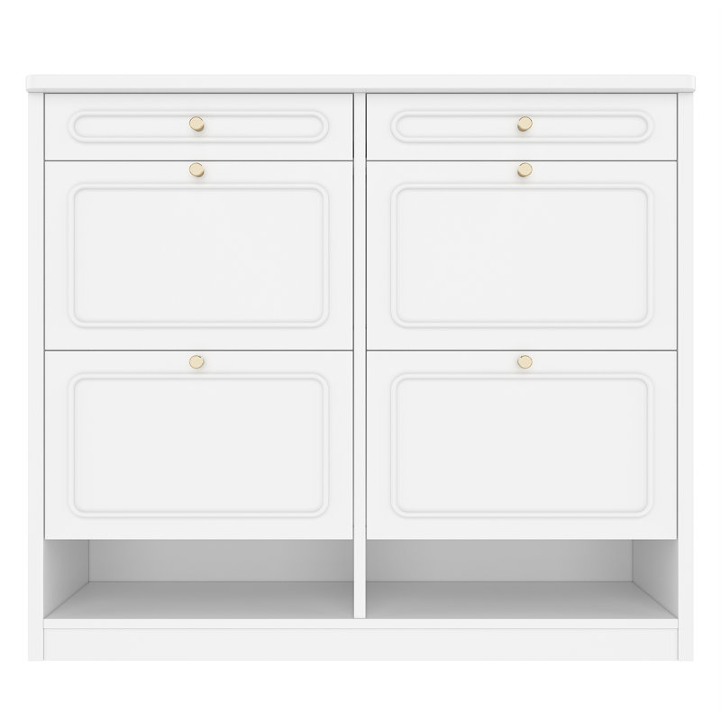 Armoire de rangement à chaussures Farmhouse avec tiroirs, bois d'ingénierie et fabrication robuste, White
