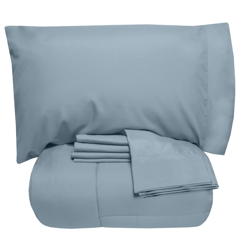 Misty Blue Full Down Alternative Microfiber Bed in a Bag Set