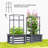 Wooden Raised Garden Bed With Trellis, Galvanized Planter Box Elevated Garden Bed For Garden, Patio, Gray-1145400504