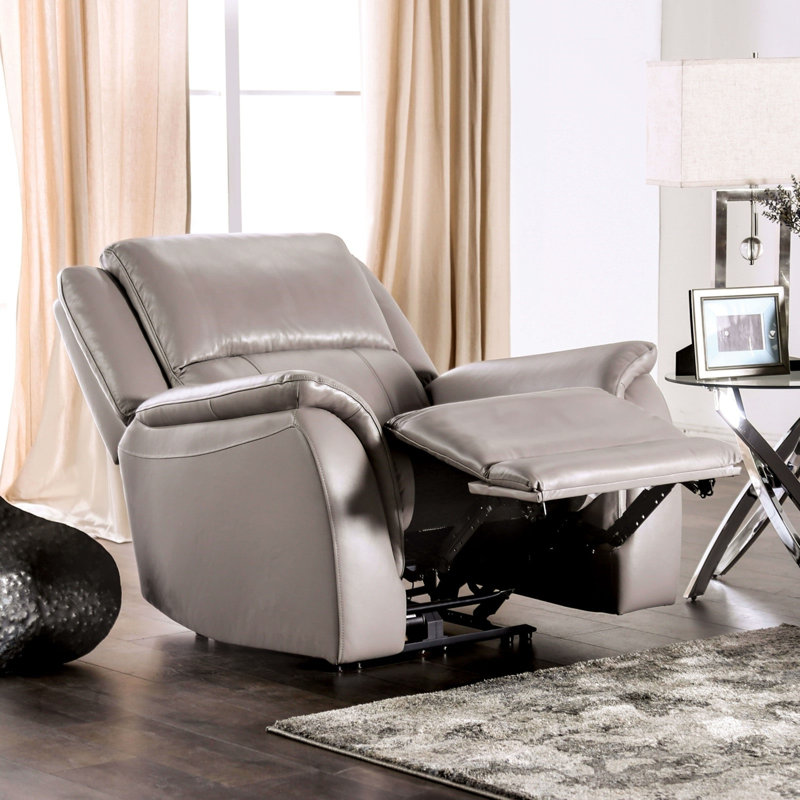 Fauteuil inclinable électrique 1 pièce de style transitionnel entièrement rembourré avec accoudoirs coussinés et décoratifs en bois franc pour salon principal