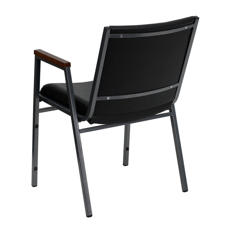 Cherry and Black Vinyl Contemporary Stackable Office Chair