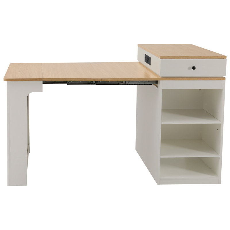 Îlot de cuisine avec table de salle à manger extensible 59,5 po K&K