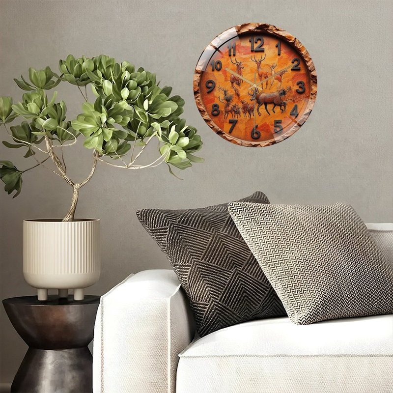 Horloge murale en bois Elk Deer