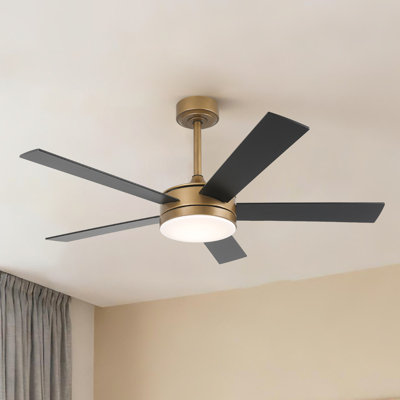 Ventilateur de plafond moderne à intensité variable de 48 po avec 3 lumières à DEL CCT, moteur CC réversible à 6 vitesses, minuterie, télécommande et contrôle d'apps