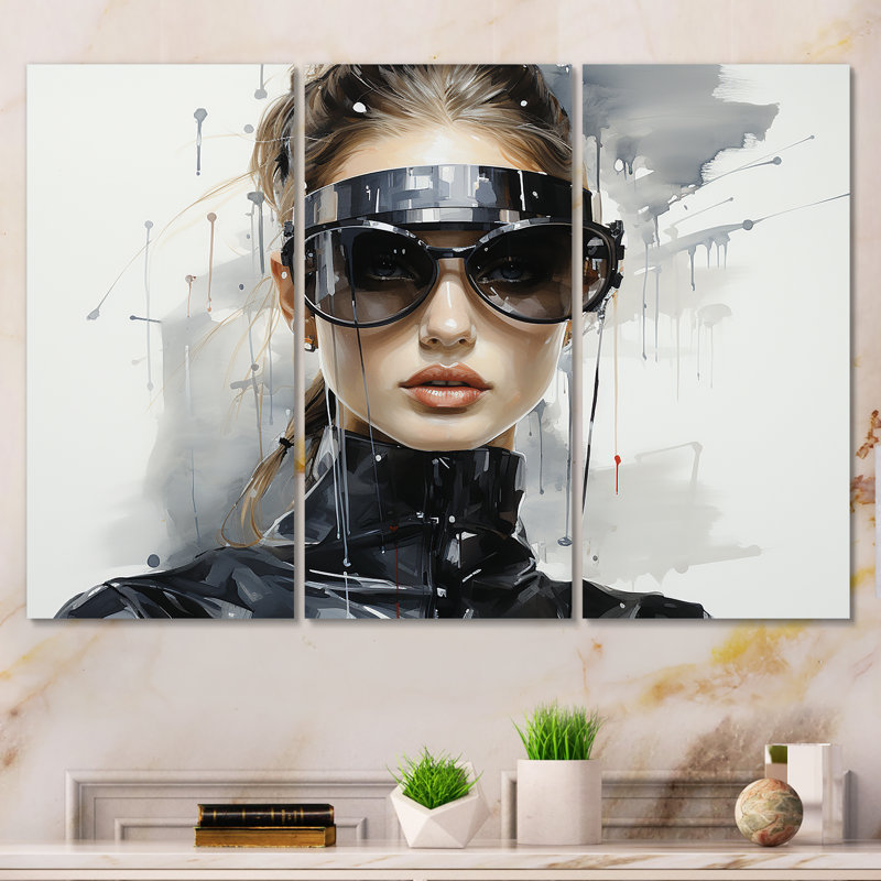 Art mural noir et gris mode futuriste II - Dior, Toile tendue, H 32 po x l 48 po