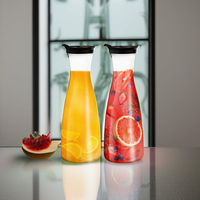 Ensemble de 2 carafes à eau avec couvercle basculant Umien 50 oz | Carafe en plastique transparent sans BPA