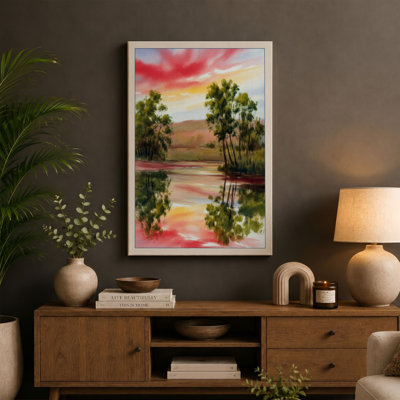 Sunset Over Palms Tropical - Wrapped Canvas
