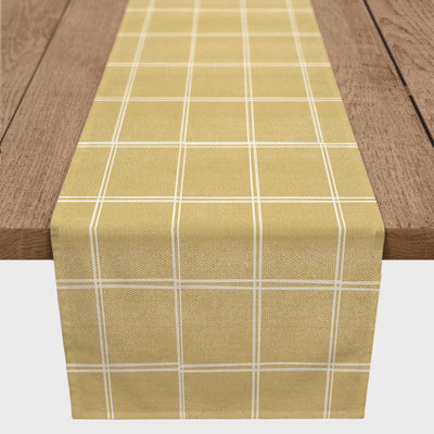 Linen With Plaid Green 4 Table Runner