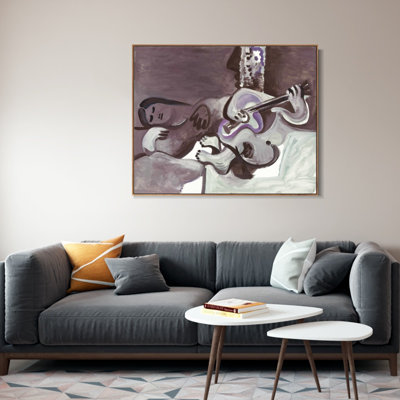 Encadré sur toile, estampe numérique, série # 405 par Pablo Picasso, art mural, salon, décorations de bureau à domicile (cadre en bois de couleur mince, 18 po x 24 po)