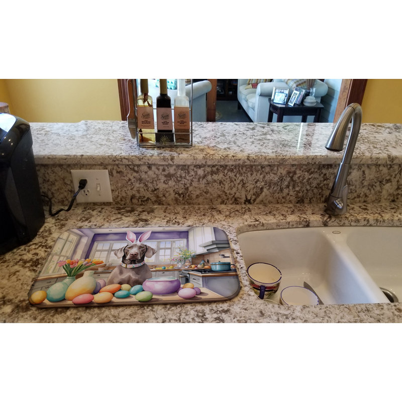 Decorating Easter Weimaraner Dish Drying Mat