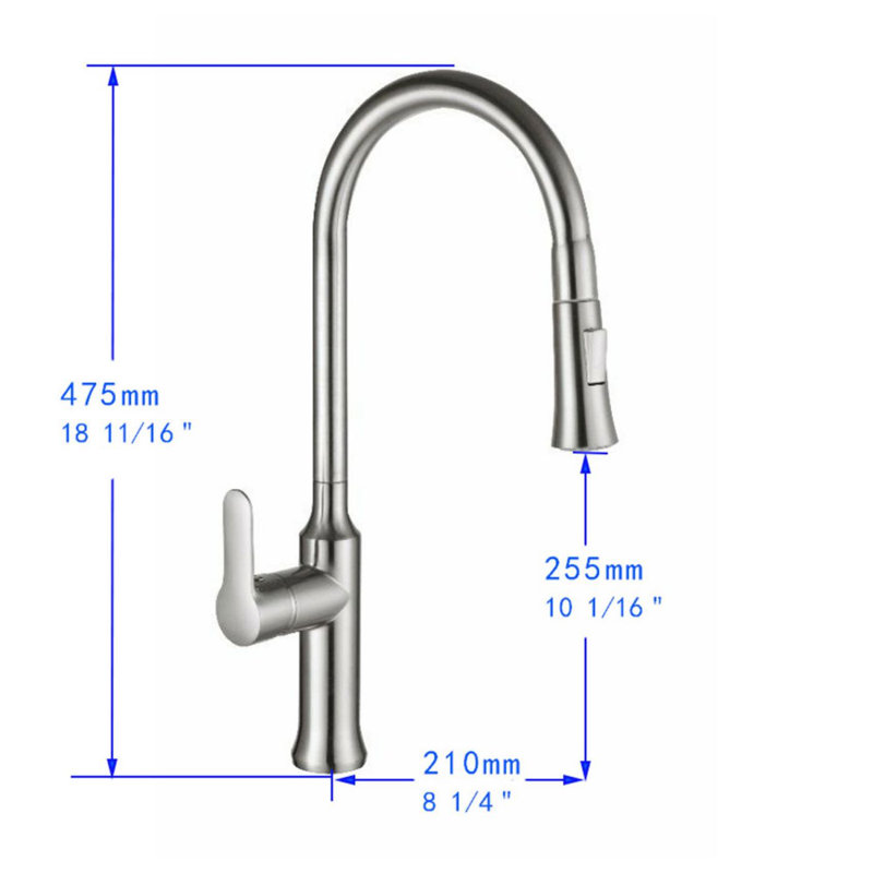 Single-Handle Pull-Down Sprayer Kitchen Faucet in Chrome, Chrome Plated