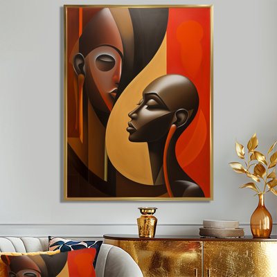 Rétro minimaliste double ébène profil I - femme moderne, art mural salon