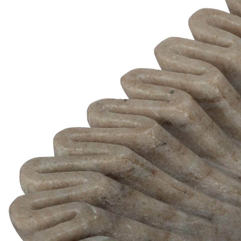 Bol décoratif ovale en marbre ondulé à texture côtelée - Bol décoratif moderne de 40 cm (16 po) idéal pour le bureau, les étagères ou la décoration intérieure